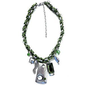 Green JADE Color Pendant Necklace with Charms